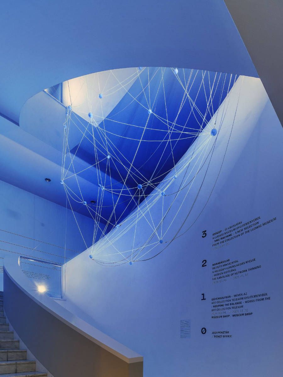 Photographs of the Invisible Blue installation at the Ludwig Museum of Contemporary Art in Budapest by Bálint Jaska.